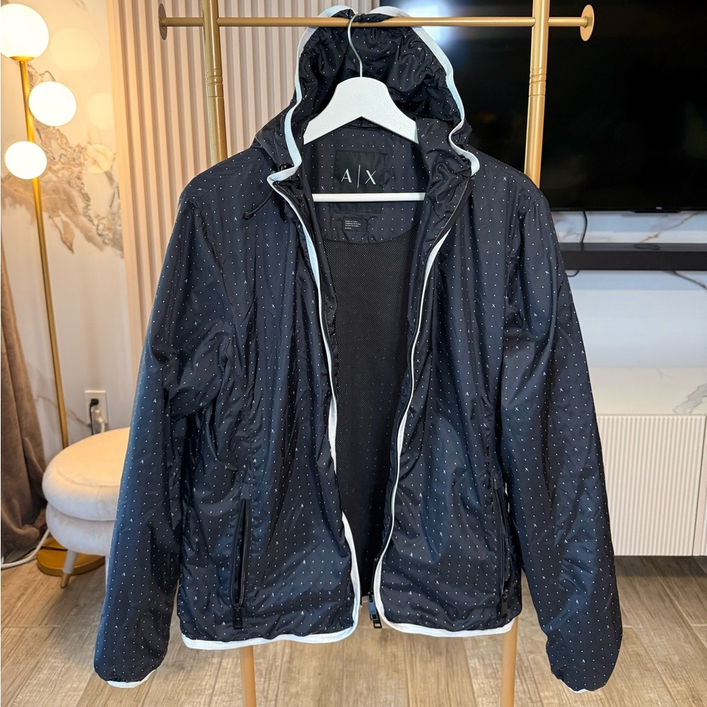 Armani Exchange Black and White Windbreaker